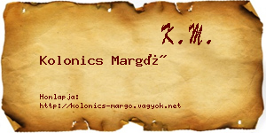 Kolonics Margó névjegykártya